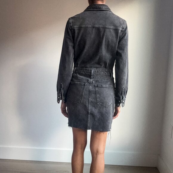 Express Washed Black Denim Button- Front Dress Sz Small - Picture 5 of 7